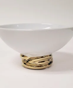 Inspire Me! Home Decor White Ceramic Bowl With Elegant Gold Detail