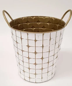 Inspire Me! Home Decor Indoor/Outdoor Gold And White Etched Planters (3 Sizes)