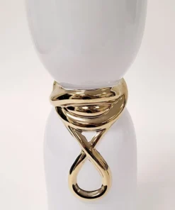 Inspire Me! Home Decor White Ceramic Vase With Elegant Gold Details (2 Sizes)