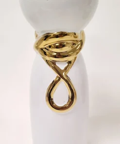 Inspire Me! Home Decor White Ceramic Candle Holder With Gold Elegant Details (2 Sizes)