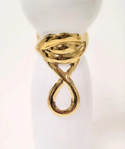 Inspire Me! Home Decor White Ceramic Candle Holder With Gold Elegant Details (2 Sizes)