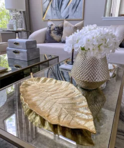 Inspire Me! Home Decor Large Gold Metal Leaf Tray