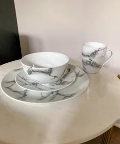 Inspire Me! Home Decor KITCHEN Metallic Marbled 16 Piece Dinner Set