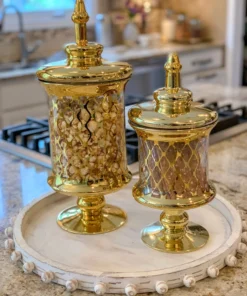 Inspire Me! Home Decor Gold Lattice Printed Jar