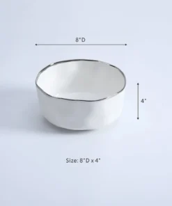 Inspire Me! Home Decor Silver And White Porcelain Bowl