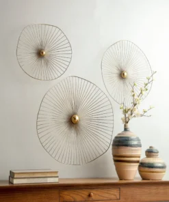 Inspire Me! Home Decor WALL ART & MIRRORS Gold Asymmetrical Circles Wall Art (Set Of 3 - 3 Different Sizes)