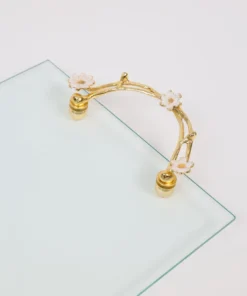 Inspire Me! Home Decor Large Rectangular Glass Tray With Cherry Blossom Details