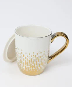 Inspire Me! Home Decor Gold & White Ceramic Mug With Lid