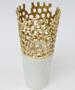 Inspire Me! Home Decor Textured Design Vase With White Marble Base (2 Colors)