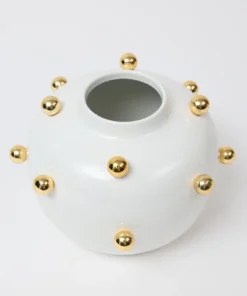 Inspire Me! Home Decor White & Gold Studded Metal Vases (2 Sizes)