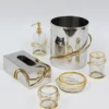 Inspire Me! Home Decor Silver & Gold Bathroom Set With Gold Vine Detail (5 Piece) 2 Inspire Me! Home Decor Silver & Gold Bathroom Set With Gold Vine Detail (5 Piece)