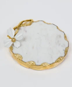 Inspire Me! Home Decor Round Trivet With White Jeweled Flower Details