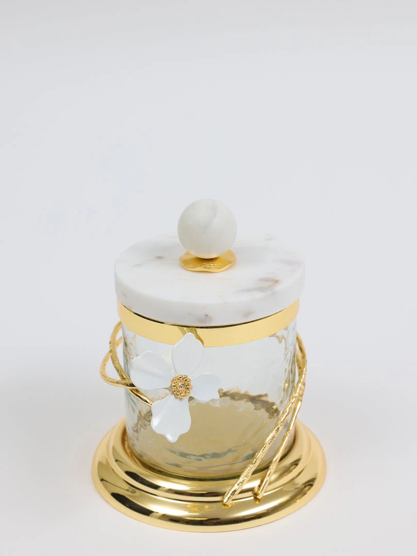 Inspire Me! Home Decor Hammered Glass Canister With White Jeweled Flower Details (3 Sizes) Gold 6 Inspire Me! Home Decor Hammered Glass Canister With White Jeweled Flower Details (3 Sizes) Gold