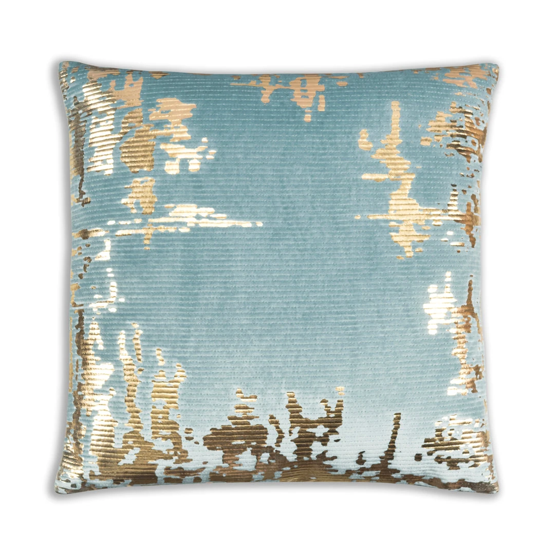 Cloud9d PILLOWS, RUGS, & THROWS Asra - Teal Velvet Pillow W/ Shiny Gold Foil Print - 20" X 20" 3 Cloud9d PILLOWS, RUGS, & THROWS Asra - Teal Velvet Pillow W/ Shiny Gold Foil Print - 20" X 20"