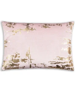 Cloud9d PILLOWS, RUGS, & THROWS Asra - Oblong Mauve Velvet Pillow W/ Quilting And Shiny Gold Foil Print - 20