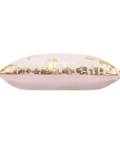 Cloud9d PILLOWS, RUGS, & THROWS Asra - Oblong Mauve Velvet Pillow W/ Quilting And Shiny Gold Foil Print - 20