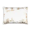 Cloud9d Asra - Oblong White Velvet Pillow W/ Quilting And Shiny Gold Foil Print - 20" X 14"