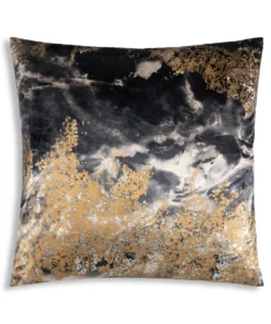 Cloud9d PILLOWS, RUGS, & THROWS Inaya - Abstract Digital Printed Velvet Pillow W/ Gold And Silver Foil - 22" X 22"