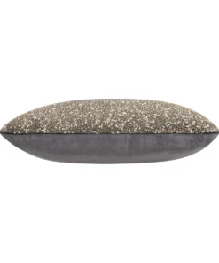 Cloud9d Lena - Charcoal Velvet Pillow 5" Top Beaded In Gold Beadwork - 20" X 14" PILLOWS, RUGS, & THROWS