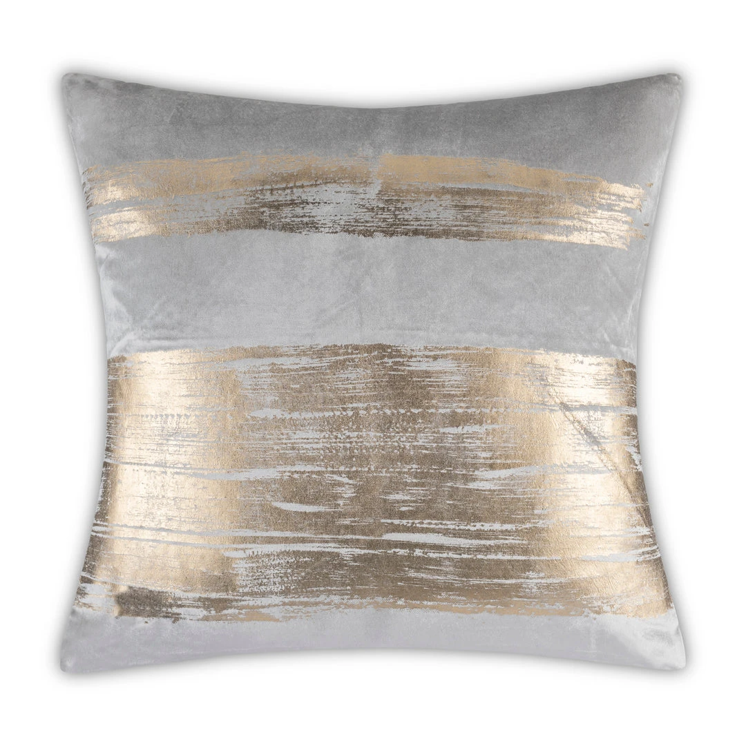 Cloud9d Leyla - Grey Velvet Pillow W/ Hand Painted Gold Brushstrokes - 20" X 20" PILLOWS, RUGS, & THROWS 3 Cloud9d Leyla - Grey Velvet Pillow W/ Hand Painted Gold Brushstrokes - 20" X 20" PILLOWS, RUGS, & THROWS