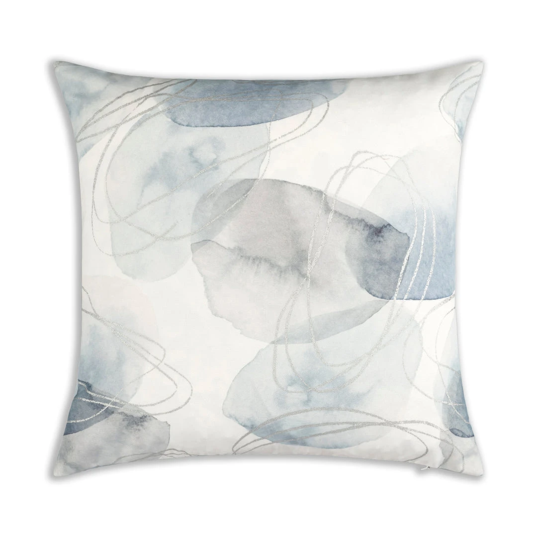 Cloud9d Isla - Digital Printed Outdoor Fabric Pillow In Greys W/ Silver Metallic Print - (2 Styles) - 18" X 18" PILLOWS, RUGS, & THROWS 4 Cloud9d Isla - Digital Printed Outdoor Fabric Pillow In Greys W/ Silver Metallic Print - (2 Styles) - 18" X 18" PILLOWS, RUGS, & THROWS