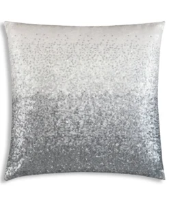 Cloud9d Ombre - Ivory And Silver Beaded Pillow - 22" X 22"