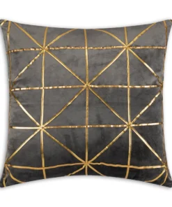 Cloud9d PILLOWS, RUGS, & THROWS Sera Charcoal Gold Pillow - 20" X 20"