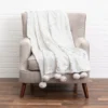 Cloud9d Rami - Faux Fur Throw W/ Silver Metallic Printing And Pom Pom Trim - 60" X 50"