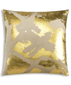 Cloud9d Zara - Beige Velvet Pillow W/ Abstract Gold Foil - 22" X 22" PILLOWS, RUGS, & THROWS