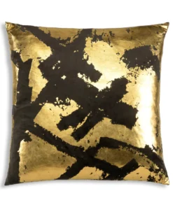 Cloud9d PILLOWS, RUGS, & THROWS Zara - Charcoal Velvet Pillow W/ Abstract Gold Foil - 22" X 22"