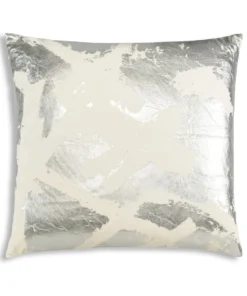 Cloud9d Zara - Ivory Velvet Pillow W/ Abstract Silver Foil - 22" X 22" PILLOWS, RUGS, & THROWS