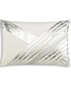 Cloud9d PILLOWS, RUGS, & THROWS Zara - Ivory Velvet Pillow W/ Abstract Silver Foil And Embroidery - 20" X 14"