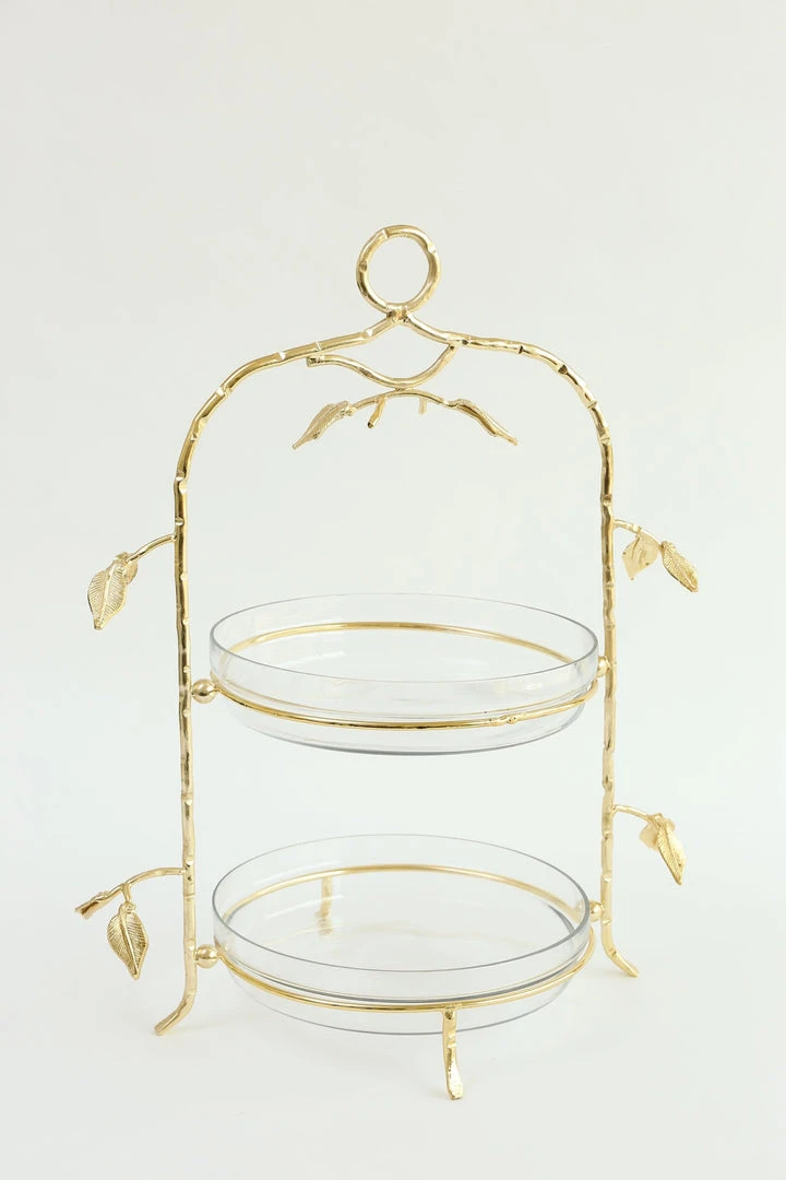 Inspire Me! Home Decor Two-Tiered Gold Leaf Serving Display 10 Inspire Me! Home Decor Two-Tiered Gold Leaf Serving Display