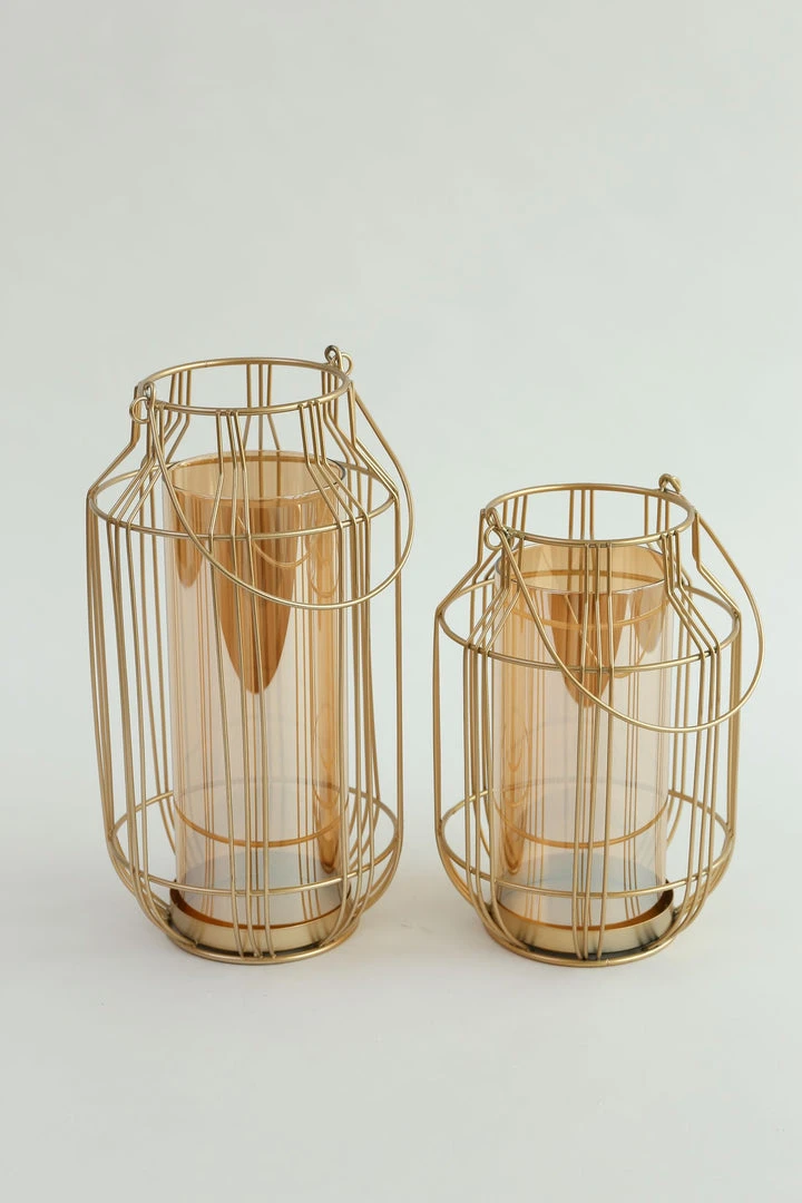 Inspire Me! Home Decor Gold Lantern W/ Amber Glass 6 Inspire Me! Home Decor Gold Lantern W/ Amber Glass