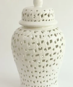 Inspire Me! Home Decor White Leaf Pattern Ginger Jar (2 Sizes)