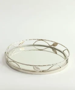 Inspire Me! Home Decor Silver Mirrored Leaf Tray