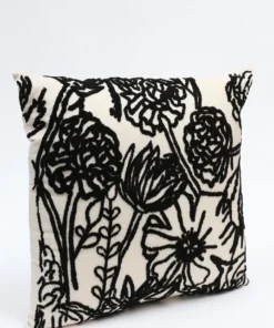 Inspire Me! Home Decor PILLOWS, RUGS, & THROWS Black And Cream Floral Print Pillow