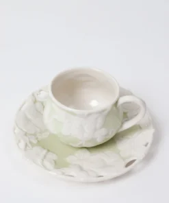 Inspire Me! Home Decor KITCHEN Set Of 2 Butterfly Tea Cup & Saucers