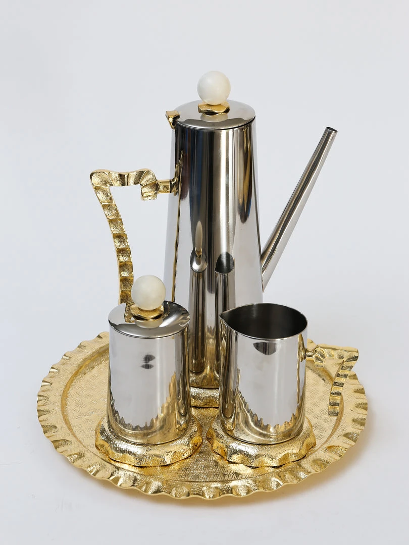 Inspire Me! Home Decor Gold Textured Ruffle Coffee/Tea Set Collection (4 Items Sold Individually) 4 Inspire Me! Home Decor Gold Textured Ruffle Coffee/Tea Set Collection (4 Items Sold Individually)