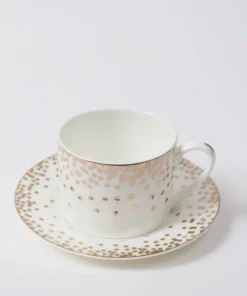 Inspire Me! Home Decor Bone China Gold & White Dotted Cup & Saucer