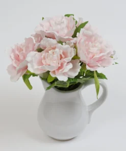 Inspire Me! Home Decor White Ceramic Pitcher With Peonies