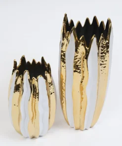 Inspire Me! Home Decor Gold & White Striped Vase (2 Sizes)