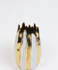 Inspire Me! Home Decor Gold & White Striped Vase (2 Sizes)