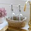 Inspire Me! Home Decor Silver Glass Soap Dispenser And Basket Set (3-piece Set)