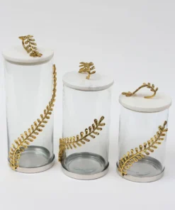 Inspire Me! Home Decor Gold Curry Leaf Canister (3 Sizes)