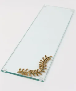Inspire Me! Home Decor Glass Tray With Metal Leaf Design