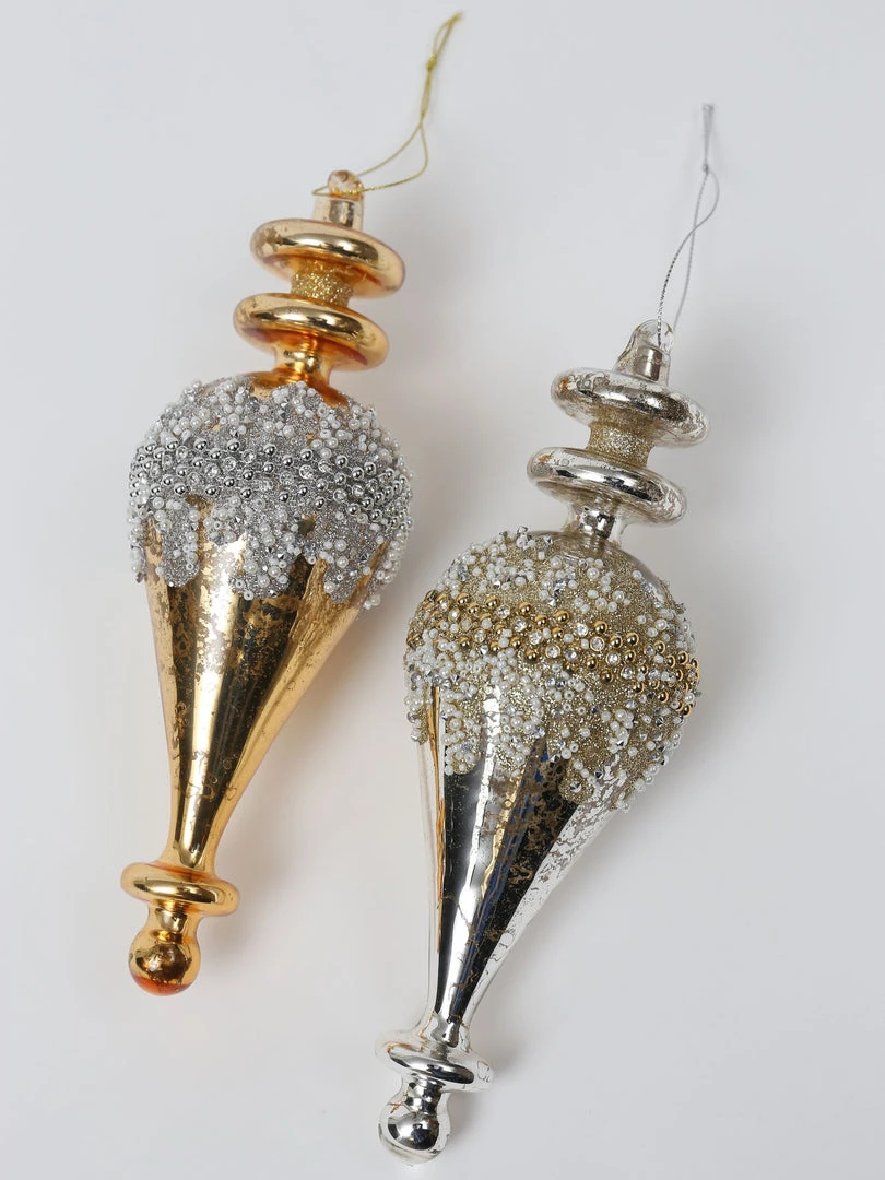 Inspire Me! Home Decor Gold Metallic Glass Finial Ornament (2 Colors) 4 Inspire Me! Home Decor Gold Metallic Glass Finial Ornament (2 Colors)