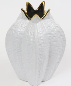 Inspire Me! Home Decor White Pomegranate Vase With Gold Trim (2 Sizes)