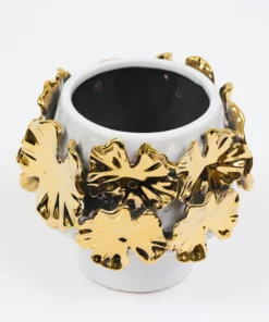 Inspire Me! Home Decor White Ceramic Vase With Stunning Gold Cascading Floral Detail