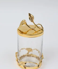 Inspire Me! Home Decor Hammered Glass Canister With Gold Leaf Lid (3 Sizes) 13 Inspire Me! Home Decor Hammered Glass Canister With Gold Leaf Lid (3 Sizes)